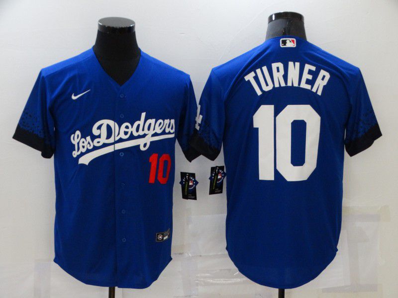 Men Los Angeles Dodgers #10 Turner Blue City Edition Game Nike 2021 MLB Jersey->los angeles dodgers->MLB Jersey